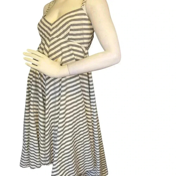 Milly Mitered Trapeze Dress White/Blue Striped Dress Size 8. - Picture 6 of 10